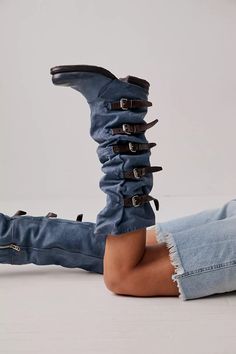 Tatum Over the Knee Boot | Free People Tall Boots Outfit, Larme Kei, Fall 23, Wrap Boots, Ski Girl, Funky Shoes, Buckled Flats, Tall Leather Boots, Knee Boot