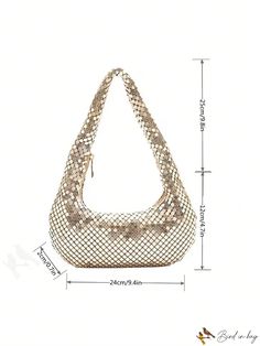 BirdinBag - Chic Small Gold Hobo Bag: Ideal Bridal Purse for Weddings, Proms & Parties Crescent Bag, Bridal Purse, Gold Bag, Evening Purse, Word Wrap, Prom Party, Hobo Bag, Satchel Bags, All Over Print