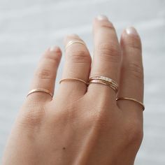 We love all things tiny, shiny and gold. Wedding Band And Engagement Ring, Jennie Kwon, Classic Beauty, Stacking Ring, Stacking Rings, Diamond White, Wedding Band, Wedding Engagement, Wedding Bands