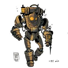 ArtStation - 30 min excercises Bone Dust, Psy Art, Dungeons And Dragons Characters, Robot Design, Robots Concept, Game Character Design