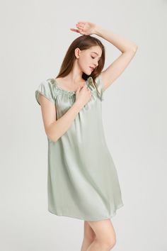 Don't Miss it!🔥Pretty Girl Elegant Solid Silk Sleepwear, Elegant Silk Summer Nightgown, Elegant Silk Summer Sleepwear, Modal Satin Summer Sleepwear, Elegant Silk Sleepwear For Summer, Modal Satin Sleepwear For Summer, Elegant Silk Nightgown For Spring, Elegant Spring Silk Nightgown, Elegant Solid Color Summer Sleepwear