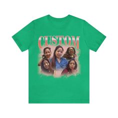 Custom Your Own Bootleg Tee, Retro Custom Bootleg Rap Tee, Custom Your Photo, Insert Your Design, Vintage Graphic 90s Tshirt 💫Dual side seams hold the garment's shape for longer. 💫100% Airlume combed and ringspun cotton (fiber content may vary for different colors) 💫Light fabric 💫Runs true to size 📢 Contact us if you need more information: 👉🏿Designed specifically for individuals, companies, groups, families, or any customized idea on a shirt. 👉🏿Buy a quantity of 10 shirts or more to rec 90s Inspired Sublimation Print T-shirt For Streetwear, Trendy Green T-shirt With Sublimation Print, Pop Culture Green Tops With Letter Print, 90s Inspired T-shirt With Sublimation Print For Streetwear, 90s Inspired Sublimation Print Short Sleeve T-shirt, 90s Inspired Short Sleeve T-shirt With Sublimation Print, 90s Inspired Custom Print Short Sleeve T-shirt, 90s Inspired Crew Neck Top With Custom Print, 90s Inspired Custom Print Short Sleeve Tops