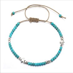 Nwot Turquoise & Silver Star Free Stretching Anklet *Gorgeous Summer Anklet *Cute Design Featuring Turquoise Beads & Silver Stars *Materials: Zinc Alloy Approximately 14” (Measured Around Outside Fully Stretched) *Please No Trades *Smoke Free Home Thank You Very Much For Looking! Note: This Is A Boutique Item-New Without Tag Casual Star Jewelry For Summer, Casual Star-shaped Summer Jewelry, Casual Summer Star Shaped Jewelry, Casual Adjustable Beaded Bracelet With Star Charm, Casual Blue Anklets For Festival, Casual Blue Festival Anklets, Summer Anklets, Dream Jewelry, Cute Design