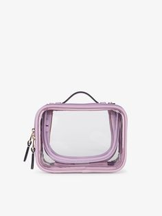 CALPAK mini clear cosmetics case in lavender purple; CCM2001-LAVENDER Carryon Bag, Best Travel Bags, Traveling Bag, Make Up Case, Hanging Toiletry Bag, Laptop Tote Bag, Small Makeup Bag, Laptop Tote, Stylish Backpacks