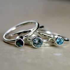 Aquamarine, Swiss Blue Topaz, & London Blue Topaz Stacking Rings, Sterling Silver, Set of Five Rings, Stackable Rings, Stack, Gemstone Jewel. $118.00, via Etsy. Rings Stack, Gemstone Stacking Ring, Stacking Ring Set, Sky Blue Topaz, Swiss Blue Topaz, I Love Jewelry, London Blue Topaz, London Blue, Ocean Blue