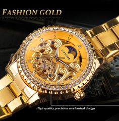 If you are fortunate enough to have this bracelet-style watch in your wearable collection, then adding radiance to your look is easy and fun. The dramatic golden color enhances the look and beauty of the watch. The men's watch features automatic self-wind movement and comes in a round shape.SpecificationsWater Resistance Depth: 3BarOrigin: CN(Origin)Clasp Type: Bracelet ClaspStyle: LuxuryMovement: Automatic Self-WindBand Length: 20cmCase Material: Stainless steelFeature: Moon PhaseFeature: Water Men's Retro Style, Wind Movement, Style Watch, Bracelet Style, Mens Accessories Jewelry, Bracelet Clasps, Luxury Watches For Men, Color Dorado, Golden Color