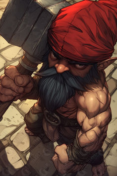 Gnome Barbarian - Path of the Berserker Dnd Gnome Barbarian, Barbarian Character Art, Dnd Gnome Art, Gnome Character Design, Gnome Barbarian, Dnd Gnome, Gnome Dnd, Dnd Barbarian, Half Orc Barbarian