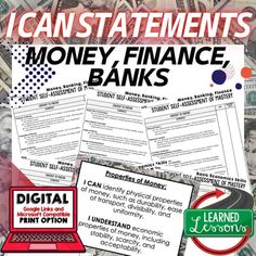 money and finance worksheets for the i canstatements, money - finance & banks