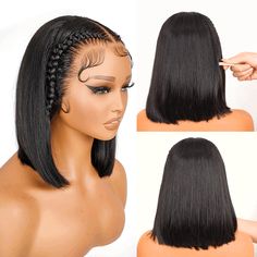 Alipearl High Quality 10 Inches Short Straight 13*4 Lace Frontal Wig For Women Braided Bob Wig With Baby Hair Human Hair Braiding Wigs Very Natural Braided Bob, Lace Front Bob, Bob Weave, Butterfly Braid, Wig Straight, Short Braids, Hair Braiding, Human Braiding Hair