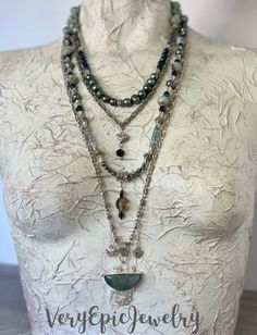 Elegant Multi Strand Boho Necklace Glorious Labradorite - Etsy Multi Strand Necklaces, Statement Necklace Wedding, Sugar Skull Necklace, Beaded Boho Necklace, Cross Charm Necklace, Anniversary Necklace, Hippie Necklace, Bottle Necklace, Necklace Wedding