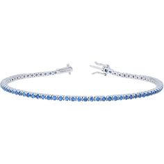 Sofer Jewelry - Blue Sapphire Tennis Bracelet in 18K White Gold Luxury Blue Tennis Bracelet With Prong Setting, Timeless Blue Cubic Zirconia Jewelry, Timeless Blue Jewelry With Prong Setting, Timeless Blue Bracelet For Formal Occasions, Luxury Blue Sapphire Bracelets, Luxury Sapphire Bracelet, Luxury Blue Tennis Bracelet, Blue Hand Set Fine Jewelry Bracelet, Blue Hand Set Diamond Bracelet As Gift