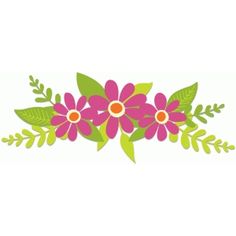 pink flowers and green leaves on white background