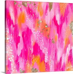 pink and gold abstract painting on canvas