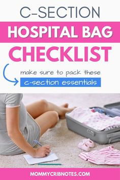 Pregnant Mom with a c-section hospital bag checklist. Mom delivery bag includes c-section essentials and baby must-haves to prepare for a scheduled c-section delivery. Birth Hospital Bag, Mom Checklist, Hospital Bag For Mom To Be, Bag Checklist, Hospital Bag Checklist, Pregnancy Must Haves, Pregnancy Labor, Hospital Birth, Delivery Bag