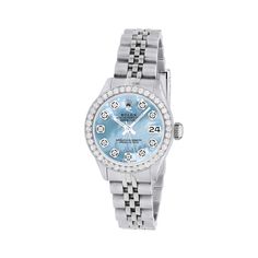 Model/Collection Name: Oyster Perpetual Datejust&#44 Blue Rolex Watch, Blue Jewerly, Ladies Rolex Watches, Rolex Blue, Diamond Watches Women, Rolex Diamond, Bezel Watch, Dancing Diamond, Rolex Watches Women