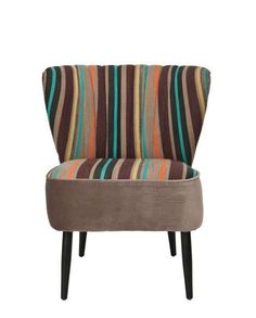 Safavieh Morgan Accent Chair - Multi | Accent Chairs | Modishstore Striped Accent Chair, Black Accent Chair, Feeling Groovy, Safavieh Furniture, Upholstered Accent Chairs, Simple Silhouette, Retro Rainbow, Mid Century Chair, Fun Design