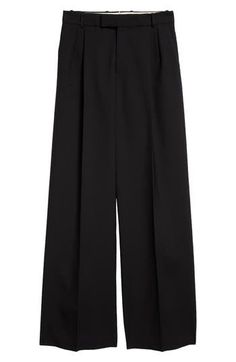 Inverted pleats at the front release even more fullness into the oversized sihlouette of these trousers crafted in Italy from wool. 38 1/2" inseam; 26" leg opening; 12 1/2" front rise; 17" back rise (size 48 EU) Zip fly with hook-and-bar closure Front slant pockets 100% wool Dry clean Made in Italy Designer Clothing Wool Trousers, Oversized Silhouette, Alexander Mcqueen, Designer Clothing, Alexander, In Italy, Dry Clean, Nordstrom, Trousers