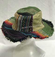 Cotton Beach Cap, Beach Cotton Cap, Casual Cotton Patchwork Hat, Cotton Bucket Hat For The Beach, Cotton Vacation Hat, Green Wide Brim Cotton Sun Hat, Green Cotton Cap, Green Cotton Cap Hat, Summer Cotton Cap