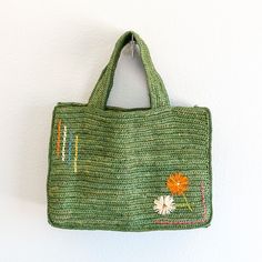 Elena Handbags Everyday Small Raffia Straw Handbag Daisy Flower Design, Straw Handbags, Picnic In The Park, Straw Bags, Raffia Bag, A Picnic, Day At The Beach, Denim Bag, Designer Style