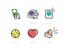 the different types of health related items are depicted in this graphic style, including an apple,