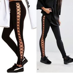 Beautiful Lace Up Legging, Worn A Couple Time, In New Condition Puma Pants, Lace Up Leggings, Fenty X Puma, Fenty Puma, Couple Time, Colorful Leggings, Rihanna, Stretch Fabric, Pant Jumpsuit