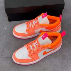 Orange Custom Air Jordan 1 – XX CUSTOM Danielle Victoria, Custom Air Jordan 1, Preppy Shoes, Pretty Shoes Sneakers, All Nike Shoes, Cute Nike Shoes, Cute Nikes, Sneaker Games, Swag Shoes