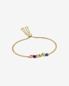 This pulley bracelet is part of our 'Amalfi' collection. It is crafted from 14K gold and set with a variety of colorful multi-cut gemstones. Wear it on its own for a bold statement, or layer it with our other bracelets for a personalized look. Details 14k yellow gold or rose gold 4x2mm baguette-cut citrine, pink topaz and morganite topaz 4mm round rhodolite, peridot and iolite gemstones 0.08 carats of round white diamonds 6mm width Ref: PB61-RBW Luxury Multicolor Gold Bracelet As A Gift, Luxury Multicolor Gold Bracelet As Gift, Luxury Multicolor Gold Bracelet For Gift, Luxury Multicolor Birthstone Jewelry, Luxury Adjustable Multicolor Jewelry, Fine Jewelry Multi-stone Bracelet As Gift, Elegant Multicolor Jewelry With Adjustable Chain, Elegant Multicolor Gold Bracelet As Gift, Elegant Multicolor Gold Bracelet For Gift