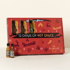 the 12 days of hot sauce gift set includes four bottles