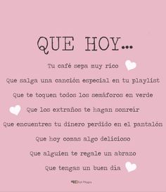 a pink background with the words que hoy written in black and white on it