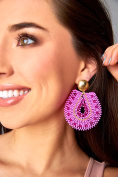 Be bold in these beaded statement earrings! Pair them with your favorite BuddyLove dress to complete your look! This item is FINAL SALE. Be Bold, Statement Earrings, Final Sale, Hot Pink, Pink