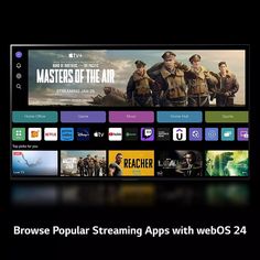 an image of a tv screen with the words, browse popular streaming apps with webos 24