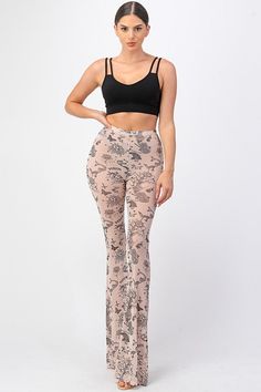 Mesh, elastic waist/sheer. Sheer Stretch High-cut Leg Bottoms, Sheer High-waisted Fitted Bottoms, Sheer Fitted High-waist Bottoms, Sheer Fitted High Waist Bottoms, Chic Mesh Bottoms For Summer, High Waist Fitted Sheer Pants, Sheer Trousers Bottoms For Spring, Chic Sheer Trousers, Chic Sheer Long Pants