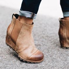 Style: Daily. Casual Item: Boots Toe: Round Toe Closure Type: Slip On Heels: Wedge Heel Upper Material Faux Leather Comfy Wedges, Booties Outfit, School Looks, Womens Wedges, Crazy Shoes, Shoe Obsession, Wedge Boots, Womens Heels, Cute Shoes