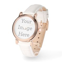 Create your own timeless, timepiece with this custom watch template. Simply add your own image or text to turn this into a great gift or personal keepsake. It'll take no time at all. Watch Template, Custom Watch, Rose Gold Watch, Gifts For Wedding Party, No Time, Gold Watch, Party Gifts, Time Piece, White Vintage