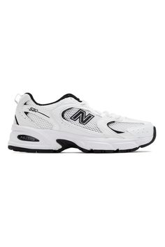 New Balance: White & Black 530 Sneakers | SSENSE New Balance Style, New Balance White, White Shop, Air Max Sneakers, Leather Sneakers, New Balance, Nike Air Max, White Black, White And Black