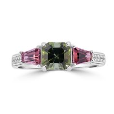 J44774 Multi Gemstone Ring Jtv, Luxury White Gold Tourmaline Jewelry, Aquamarine Colour, Pink Spinel, Garnet And Gold, Green Diamond, Brown Diamond, Tourmaline Ring, Blue Zircon