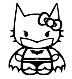 the hello kitty coloring page is in black and white, with an image of a batgirl