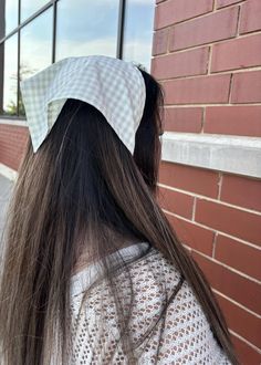 A lovely hair bandana in a beautiful mint green small gingham print fabric with Swiss dots detail. Fabric is 80% polyester, 15% rayon, 5% spandex. Made with adjustable ties cut on bias. Comes in adult size, toddler size, or both for a bundled price.  Makes a great gift for a mom and daughter duo! Fashionable yet practical for covering your hair while you're out in the sun, gardening or just out and about.  Measurements of body of bandana (widest): Adult 21 inches  Toddler 17 inches  Care: Handwa Cottage Core Hair, Hair Bandanas, Hair Kerchief, Kerchief Hair, Hair Bandana, Mom And Daughter Matching, Green Gingham, Mom And Daughter, Bandana Hairstyles