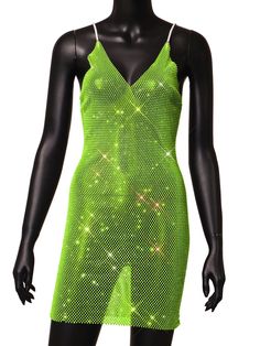 Rhinestone see through sparkling dress. SIZE Bust: 31-43” Waist: 31-39” Length:32” Night Club Outfits For Women, Sequin Slip Dress, Neon Dress, Sparkling Dress, Club Outfits For Women, School Outfit Women, Neon Dresses, Elegant Mini Dress, Night Club Outfits