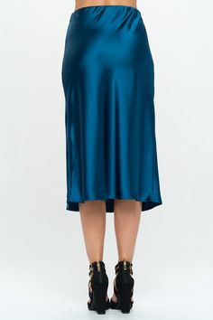 Made in USA Solid Satin Midi Skirt. Fabric content: 97% Polyester, 3% Spandex. Available in other Colors. Style: casual, formal, work Print / Pattern: solid Silhouette: pencil skirt Fit: fit Length: knee-length Lining: no Made In: Made in U.S.AFabric Contents: 97% Polyester, 3% SpandexStretch fabricSize Measurement (inch): S: 13.5 (Waist), 18.5 (Hips), 29.3 (Length) M: 14.5 (Waist), 19.5 (Hips), 29.8 (Length) L: 15.5 (Waist), 20.5 (Hips), 30.3 (Length) Skirt Fabric, Satin Midi Skirt, Skirt Fits, Sleepwear & Loungewear, Pocket Dress, Outerwear Coats, Print Pattern, Fast Fashion, Stretch Fabric