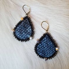 These hand dyed salmon leather earrings are made from locally harvested sockeye salmon on Dena'ina and Ahtna land, using a process taught to me by indigenous artist Hanna Sholl (visit https://www.fineartsbyhannasholl.com) who I had the honor of meeting at Alutiiq culture camp.  This item is a product of indigenous knowledge that was gifted to me.  I am not an indigenous artist.  I encourage all persons to support indigenous artists producing similar work, such as: HeyChickadeeCrafts, Saltydoglyn Handmade Blue Leather Earrings, Festival Handmade Leather Earrings, Handmade Leather Earrings For Festivals, Artisan Hand-stitched Festival Jewelry, Indigenous Knowledge, Salmon Skin, Sockeye Salmon, Beaded Earring, A Hook