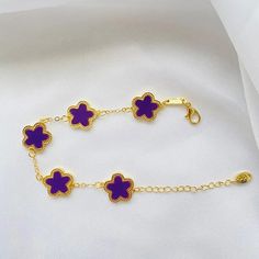 40673353138243 Flower Shaped Bracelets For Her, Elegant Purple Chain Bracelet As Gift, Elegant Purple Bracelets As Gift, Elegant Purple Bracelets For Gifts, Elegant Purple Adjustable Bracelets, Luxury Flower-shaped Bracelets As Gift, Purple Jewelry Bracelet With Adjustable Chain, Purple Bracelet With Adjustable Chain As Gift, Elegant Adjustable Purple Chain Bracelet