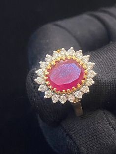 ad eBay - Find many great new & used options and get the best deals for 7.42 Carats Round Brilliant Cut Diamonds Centered Ruby Cocktail Ring In 18K Gold at the best online prices at eBay! Free shipping for many products! Luxury Cluster Ring In Yellow Gold, Exquisite Yellow Gold Cluster Diamond Ring, Luxury Ruby Rings With Prong Setting, Luxury Oval Cluster Ring In Yellow Gold, Luxury Ruby Cluster Ring With Center Stone, Luxury Yellow Gold Cluster Ring With Halo Setting, Luxury Cluster Ruby Ring With Center Stone, Dazzling Oval Cluster Ring In Yellow Gold, Luxury Yellow Gold Cluster Halo Ring