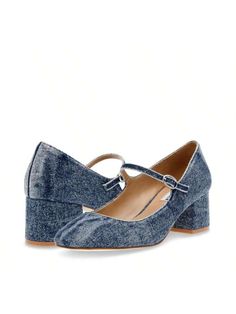 DENIM Elegant,Fashionable Collar   Plain  Embellished   Women Shoes