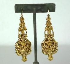 19th Century Massive Pinchbeck Earrings 1840 19th Century, Gold Color, Jewelry Design, Ceiling Lights, Drop Earrings, Gold, Color, Design