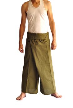 "Perfect Comfortable wear. Also you can wear these in many different occasions. Stay at home or go outside, yoga, shopping, travel etc. Thai pants are great for sauna, spa, meditation, jogging, hiking, trekking and for many purpose. One pouch with coconut buttons in front for storing items such as wallets, mobile phones, and keys Many of your favorite color and enjoy your day with comfortable Thai fisherman Pants. Unisex Men and Women Can Wear) Original Thai fisherman pants is Unique and Stylish Khaki Full-length Cotton Harem Pants, Khaki Cotton Harem Pants, Traditional Baggy Wide Leg Pants, Traditional Wide Leg Pants With Pockets, Traditional Wide-leg Pants With Pockets, Traditional Wide Leg Cotton Bottoms, Traditional Green Wide-leg Pants, Traditional Wide Leg Parachute Pants With Pockets, Traditional Wide-leg Parachute Pants With Pockets