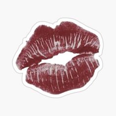 a red lipstick sticker with the shape of a kiss on it's lips