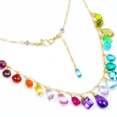 Rainbow Gemstone Necklace Rainbow Necklace Semi Precious Gemstone Necklace Multi Gemstone Drop Necklace Statement Colorful Necklace Gold 14K (21790 - 6) Rainbow Gemstone Beads For Jewelry Making, Rainbow Gemstones For Jewelry Making, Vibrant Rainbow Necklace For Gift, Colorful Gemstone Necklaces For Gifts, Elegant Multi-stone Rainbow Gemstones, Elegant Multicolor Gemstone Crystal Necklace, Rainbow Necklaces With Natural Stones For Jewelry Making, Multicolor Gemstone Accent Fine Jewelry Necklaces, Multicolor Gemstone Accents Fine Necklace