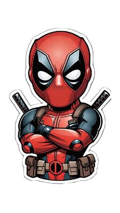 deadpool sticker with crossed arms