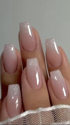 trendy nails, winter nails, christmas nails, winter nails 2022, winter nails inspiration, trendy winter nails, nails winter, nails for christmas, glitter ombre nails, nude ombre nails with glitter, pink ombre nails glitter, french ombre nails, french ombre nails coffin, french ombre nails with glitter, classy glitter nails, classy ombre nails, classy french ombre nails Winter Nails Ombre, Classy Winter Nails, Bridesmaids Nails, Nails Ombre, Ombre Nails Glitter, Dipped Nails, Bridal Nails, Prom Nails, Classy Nails